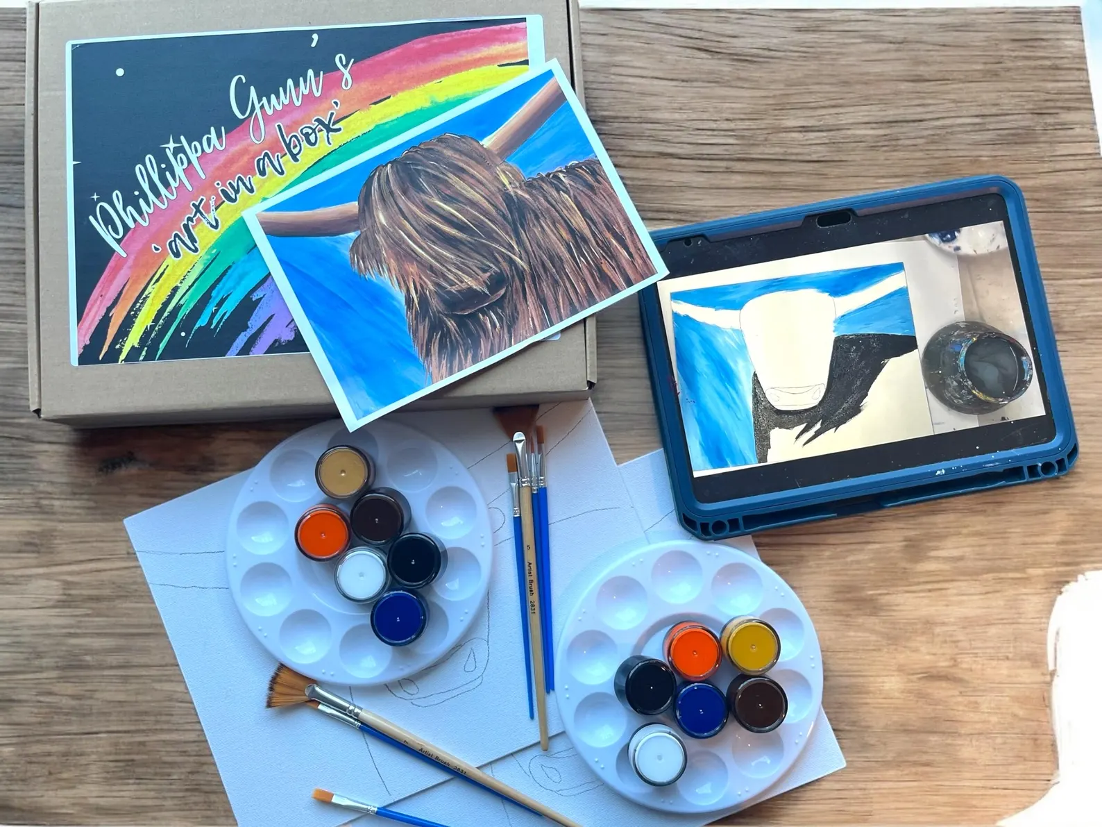 Art in a box - Brown Highland Cow